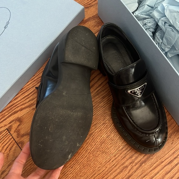 Prada Milano Dal 1913 Chocolate brushed leather loafers Black - Picture 2 of 3